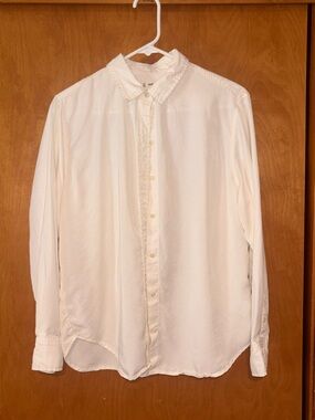 Everlane Women's Size 8 White Long Sleeve Button Down Shirt Supima Cotton